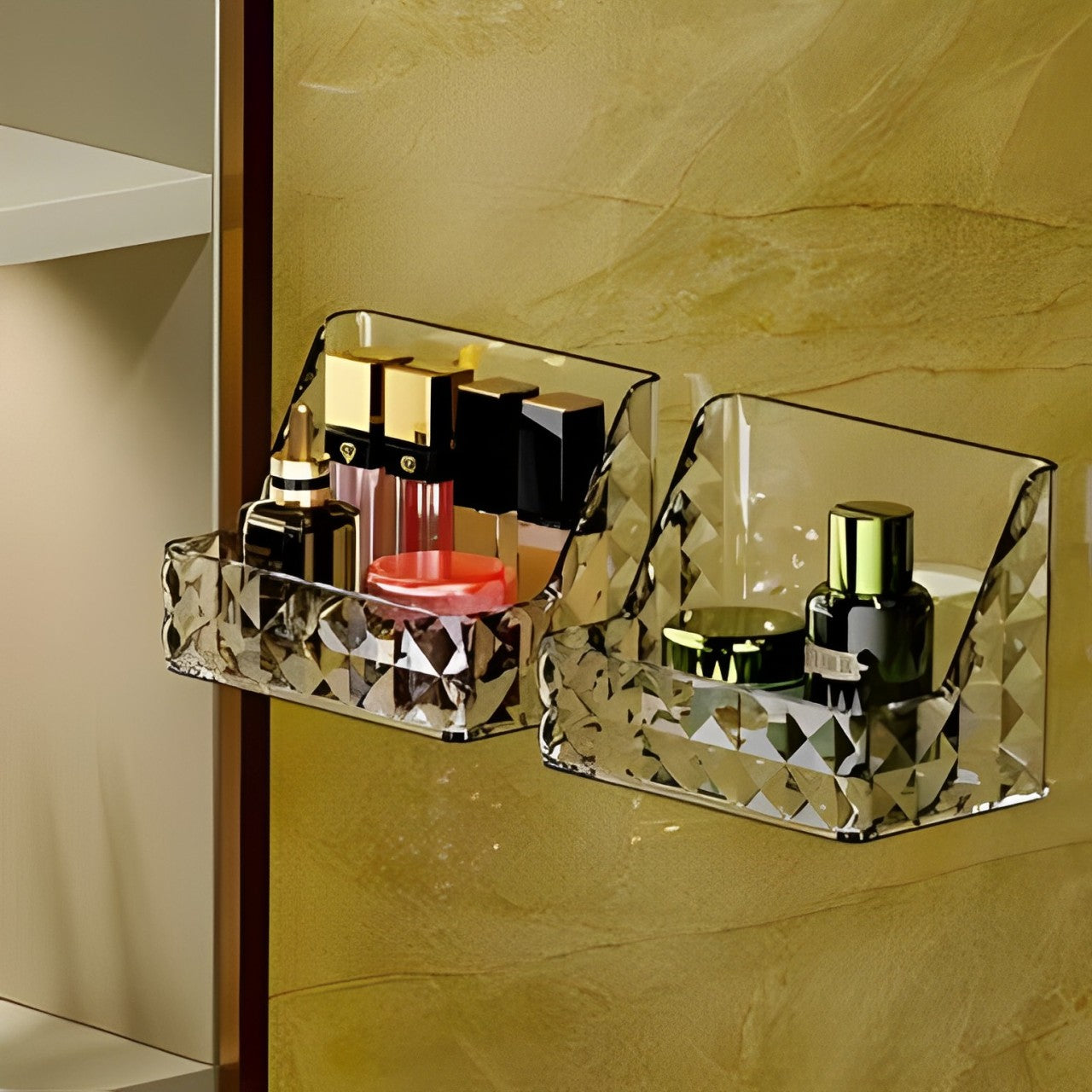 Acrylic Wall-Mounted Cosmetic Organizer Rack