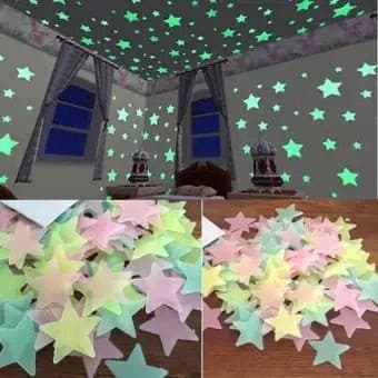 Pack of 100 - 3D Luminous Glowing Stars - Pink Color